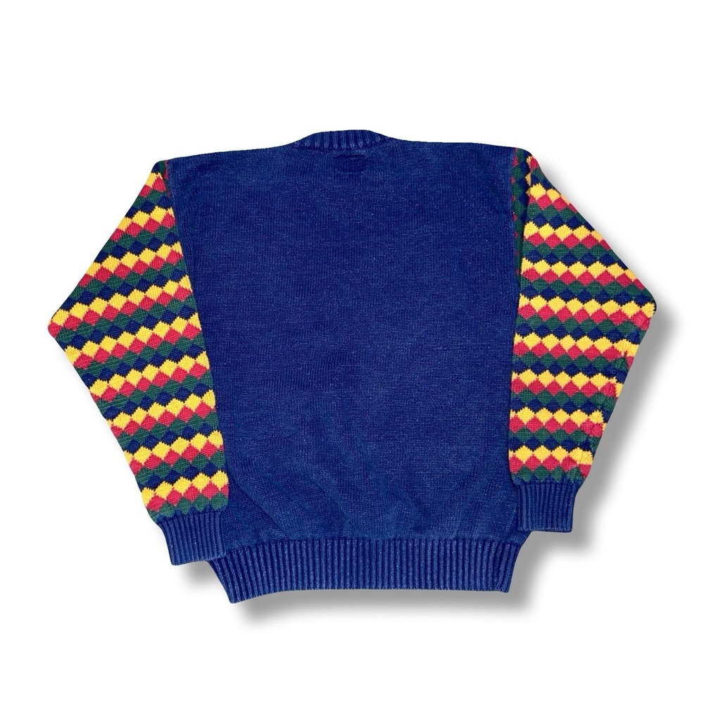 VTG Tommy Hilfiger Sweatshirt Size Medium Argyle Multicolor Cotton Knit Sweater - Picture 2 of 7